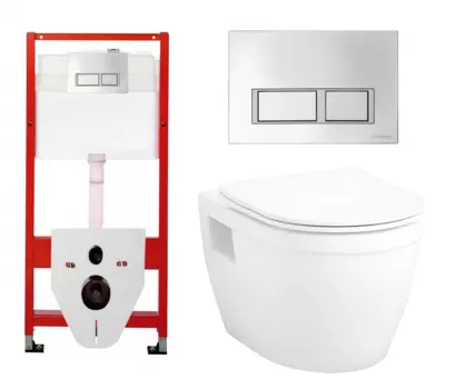 Комплект 3 в 1 инсталляция Tece Tecespring S955201 + Унитаз подвесной Enio Bolo EN8350034 + кнопка хром