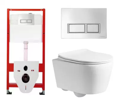 Комплект 3 в 1 инсталляция Tece Tecespring S955201 + Унитаз подвесной CeruttiSpa Sella PP 9738 + кнопка хром