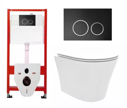 Комплект 3 в 1 инсталляция Tece Tecespring S955102 + Унитаз подвесной Enio Neo EN5370588 + кнопка черная матовая