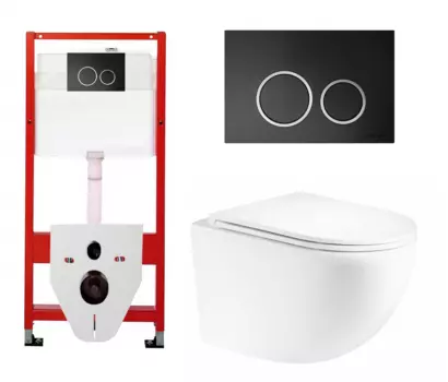 Комплект 3 в 1 инсталляция Tece Tecespring S955102 + Унитаз подвесной Enio Unico Tornado EN2105073 + кнопка черная матовая