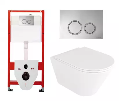 Комплект 3 в 1 инсталляция Tece Tecespring S955101 + Унитаз подвесной Enio Cento EN4280110 + кнопка хром