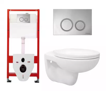 Комплект 3 в 1 инсталляция Tece Tecespring S955101 + Унитаз подвесной Enio Ekos EN0170571 + кнопка хром