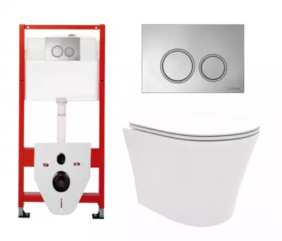 Комплект 3 в 1 инсталляция Tece Tecespring S955101 + Унитаз подвесной Enio Neo EN5370588 + кнопка хром