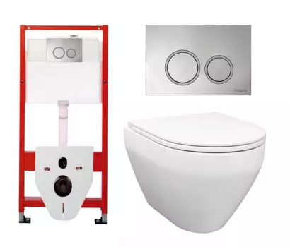 Комплект 3 в 1 инсталляция Tece Tecespring S955101 + Унитаз подвесной Enio Cono EN2870522 + кнопка хром