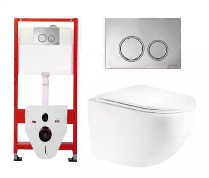 Комплект 3 в 1 инсталляция Tece Tecespring S955101 + Унитаз подвесной Enio Unico Tornado EN2105073 + кнопка хром