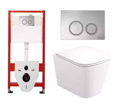 Комплект 3 в 1 инсталляция Tece Tecespring S955101 + Унитаз подвесной Enio Binario Tornado EN4180237 + кнопка хром