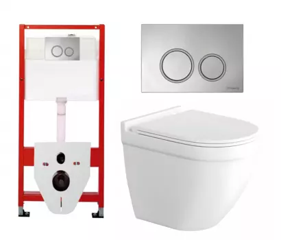 Комплект 3 в 1 инсталляция Tece Tecespring S955101 + Унитаз подвесной Enio Pulito EN1170052 + кнопка хром