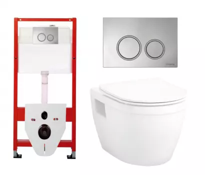 Комплект 3 в 1 инсталляция Tece Tecespring S955101 + Унитаз подвесной Enio Bolo EN8350034 + кнопка хром