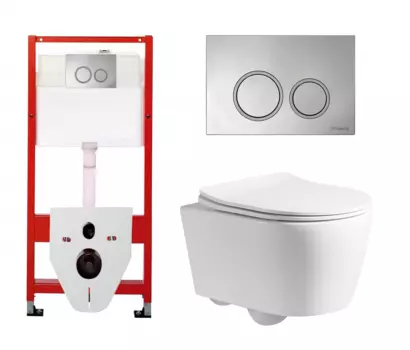 Комплект 3 в 1 инсталляция Tece Tecespring S955101 + Унитаз подвесной CeruttiSpa Sella PP 9738 + кнопка хром