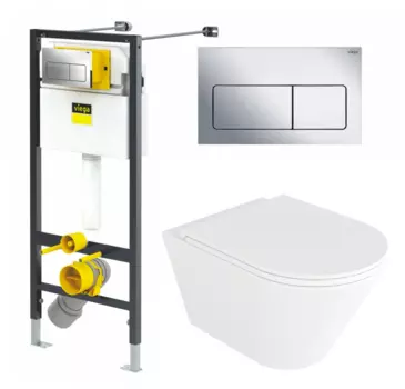 Комплект 3 в 1 инсталляция Viega Prevista 8524.12 + Унитаз подвесной Enio Cento EN4280110 + кнопка хром
