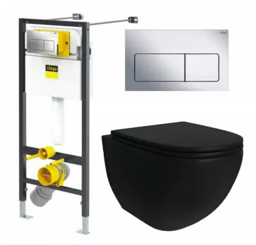 Комплект 3 в 1 инсталляция Viega Prevista 8524.12 + Унитаз подвесной Enio Unico BL черный EN4105055 + кнопка хром