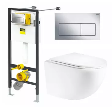 Комплект 3 в 1 инсталляция Viega Prevista 8524.12 + Унитаз подвесной Enio Unico Tornado EN2105073 + кнопка хром