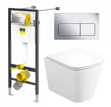 Комплект 3 в 1 инсталляция Viega Prevista 8524.12 + Унитаз подвесной Enio Binario Tornado EN4180237 + кнопка хром