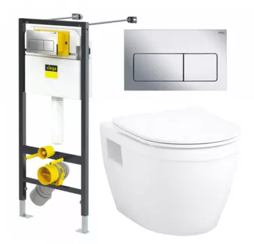 Комплект 3 в 1 инсталляция Viega Prevista 8524.12 + Унитаз подвесной Enio Bolo EN8350034 + кнопка хром