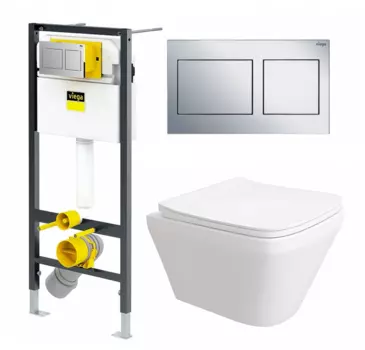 Комплект 3 в 1 инсталляция Viega Prevista Dry 8524.14 792596 + Унитаз подвесной Enio Vicino EN9170544 + кнопка хром