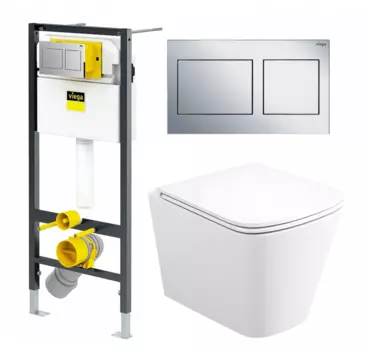 Комплект 3 в 1 инсталляция Viega Prevista Dry 8524.14 792596 + Унитаз подвесной Enio Binario Tornado EN4180237 + кнопка хром