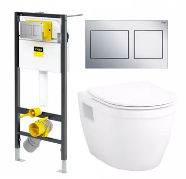 Комплект 3 в 1 инсталляция Viega Prevista Dry 8524.14 792596 + Унитаз подвесной Enio Bolo EN8350034 + кнопка хром