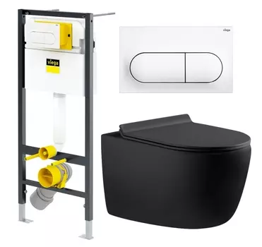 Комплект 3 в 1 инсталляция Viega Prevista 8524.11 + Унитаз подвесной Aquanet Cetus 287008 + кнопка белая