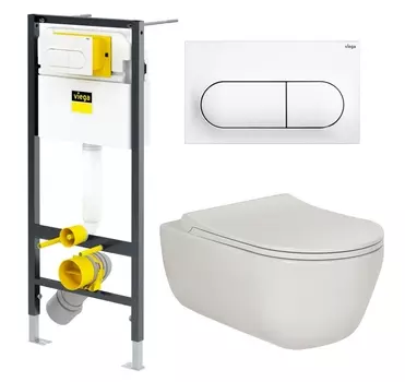 Комплект 3 в 1 инсталляция Viega Prevista 8524.11 + Унитаз подвесной Berges Wasserhaus Ego XL 082118 + кнопка белая