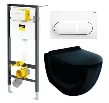 Комплект 3 в 1 инсталляция Viega Prevista 8524.11 + Унитаз подвесной Esbano Garcia ESUPGARCB + кнопка белая