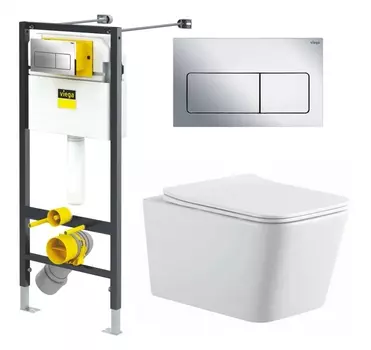 Комплект 3 в 1 инсталляция Viega Prevista 8524.12 + Подвесной унитаз SinteSi BALTI + кнопка хром