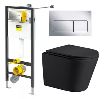 Комплект 3 в 1 инсталляция Viega Prevista 8524.12 + Подвесной унитаз WeltWasser Salzbach 043 MT-BL + кнопка хром 792848+10000003700