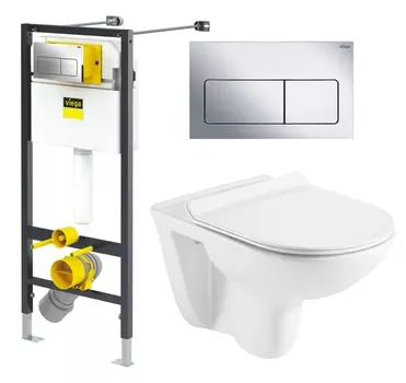 Комплект 3 в 1 инсталляция Viega Prevista 8524.12 + Унитаз Azario Pavia AZ-2142 + кнопка хром