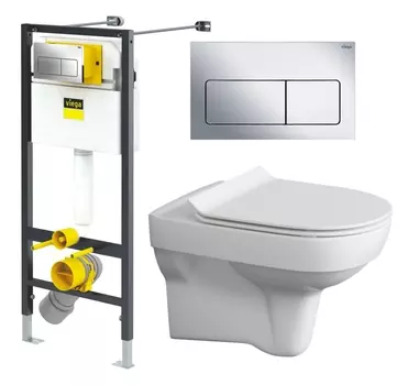 Комплект 3 в 1 инсталляция Viega Prevista 8524.12 + Унитаз подвесной Cersanit City New + кнопка хром