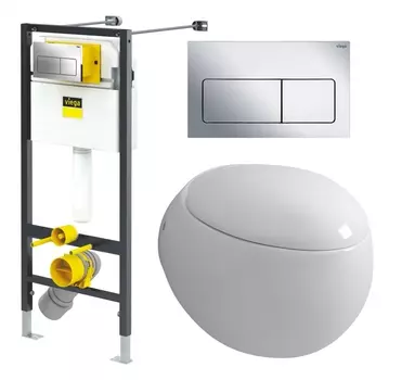 Комплект 3 в 1 инсталляция Viega Prevista 8524.12 + Унитаз подвесной Grossman GR-4442 + кнопка хром