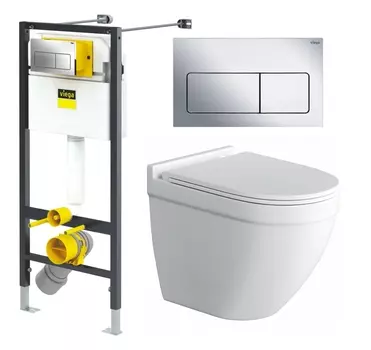 Комплект 3 в 1 инсталляция Viega Prevista 8524.12 + Унитаз подвесной Owl 1975 Cirkel-H + кнопка хром