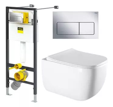 Комплект 3 в 1 инсталляция Viega Prevista 8524.12 + Унитаз подвесной Vincea Form VT1-35 + кнопка хром