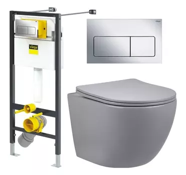 Комплект 3 в 1 инсталляция Viega Prevista 8524.12 + Унитаз подвесной Vincea Globo VT1-14SMG + кнопка хром 792848+VT1-14SMG