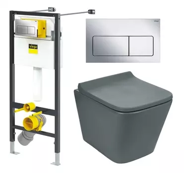 Комплект 3 в 1 инсталляция Viega Prevista 8524.12 + Унитаз подвесной Weltwasser WW SK Gelbach 041 MT-GR + кнопка хром 792848+10000003749