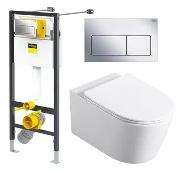 Комплект 3 в 1 инсталляция Viega Prevista 8524.12 + Унитаз Vincea Cute VT1-24 + кнопка хром
