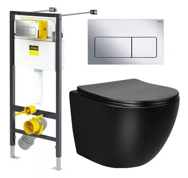 Комплект 3 в 1 инсталляция Viega Prevista 8524.12 + Унитаз Vincea Globo VT1-14SMB + кнопка хром 792848+VT1-14SMB