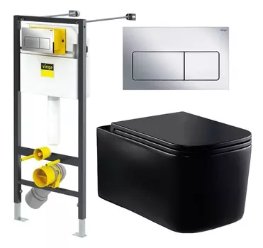 Комплект 3 в 1 инсталляция Viega Prevista 8524.12 + Унитаз Vincea Ultra Rimless VT1-32MB + кнопка хром 792848+VT1-32MB