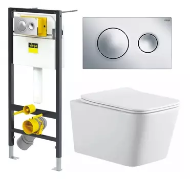 Комплект 3 в 1 инсталляция Viega Prevista 8524.13 + Подвесной унитаз SinteSi BALTI + кнопка хром