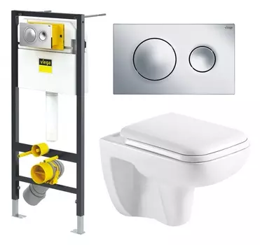 Комплект 3 в 1 инсталляция Viega Prevista 8524.13 + Унитаз Azario Pavia AZ-2005 + кнопка хром