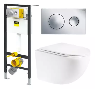 Комплект 3 в 1 инсталляция Viega Prevista 8524.13 + Унитаз подвесной Enio Unico + кнопка хром