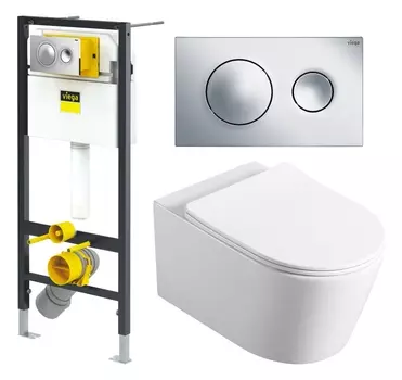 Комплект 3 в 1 инсталляция Viega Prevista 8524.13 + Унитаз Vincea Cute VT1-24 + кнопка хром