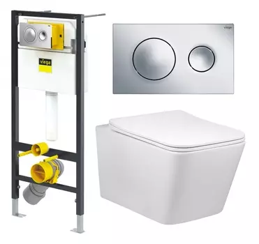 Комплект 3 в 1 инсталляция Viega Prevista 8524.13 + Унитаз Vincea Q-Line VT1-12 + кнопка хром