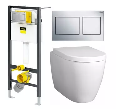Комплект 3 в 1 инсталляция Viega Prevista Dry 8524.14 792596 + Унитаз подвесной BelBagno Marino + кнопка хром