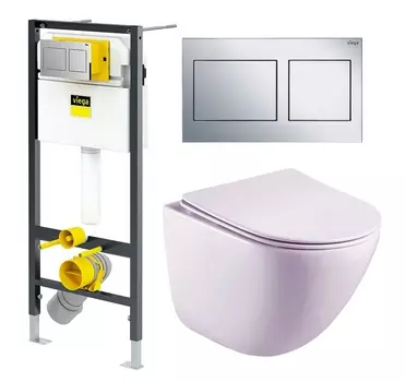 Комплект 3 в 1 инсталляция Viega Prevista Dry 8524.14 792596 + Унитаз подвесной Esbano Lotus ESUPLOTUW + кнопка хром