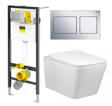 Комплект 3 в 1 инсталляция Viega Prevista Dry 8524.14 792596 + Унитаз Vincea Q-Line VT1-12 + кнопка хром