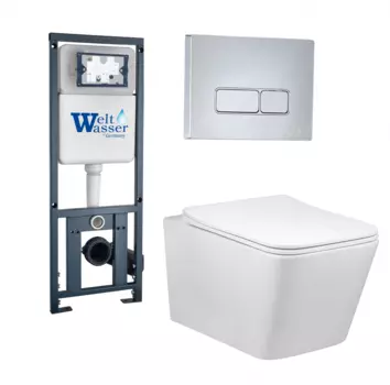 Комплект 3 в 1 инсталляция WeltWasser Marberg 410 + Подвесной унитаз Vincea Q-Line VT1-12 + кнопка хром SE