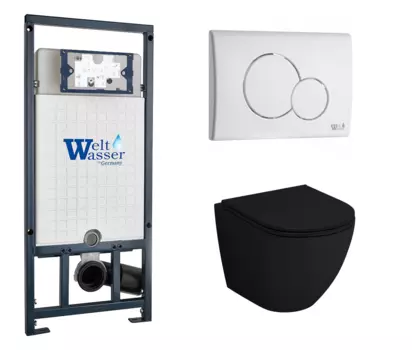 Комплект 3 в 1 инсталляция WeltWasser WW Marberg 507 + Унитаз подвесной Grossman GR-4455BMS с кнопкой белой RD 10000005949 + 10000010236 + GR-4455BMS
