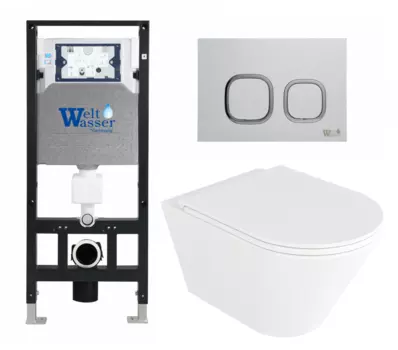 Комплект 3 в 1 инсталляция WeltWasser WW Amberg 506 10000005662 + Унитаз подвесной Enio Cento EN4280110 + кнопка белая 10000005662+10000005629+EN4280110