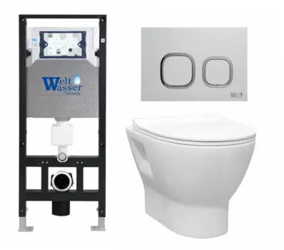 Комплект 3 в 1 инсталляция WeltWasser WW Amberg 506 10000005662 + Унитаз подвесной Enio Nativo EN1270551 + кнопка белая 10000005662+10000005629+EN1270551