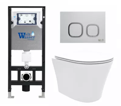 Комплект 3 в 1 инсталляция WeltWasser WW Amberg 506 10000005662 + Унитаз подвесной Enio Neo EN5370588 + кнопка белая 10000005662+10000005629+EN5370588
