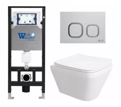 Комплект 3 в 1 инсталляция WeltWasser WW Amberg 506 10000005662 + Унитаз подвесной Enio Vicino EN9170544 + кнопка белая 10000005662+10000005629+EN9170544